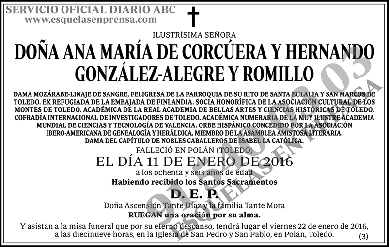 Ana María de Corcúera González-Alegre y Romillo
